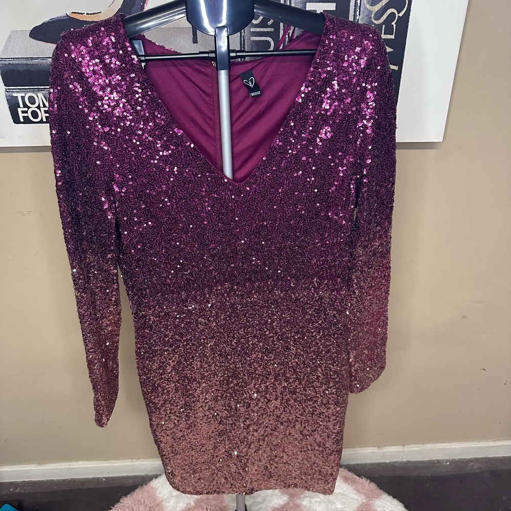 Windsor Burgundy and Rose Gold Sequin Dress